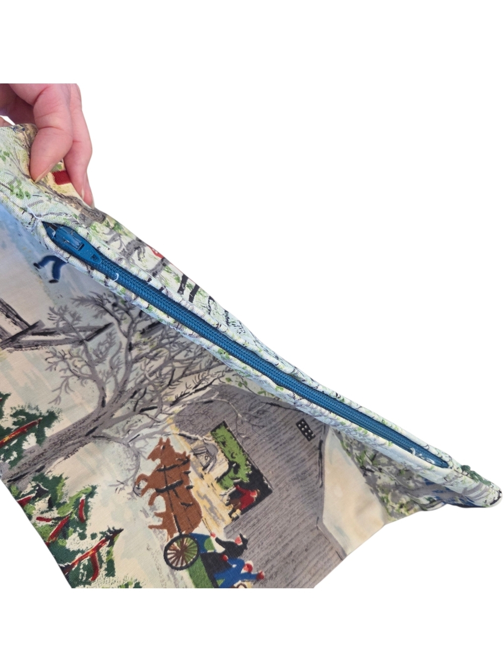 Handmade Accent Pillow Cover of Grandma Moses Early Springtime on the Farm - Picture 7 of 16